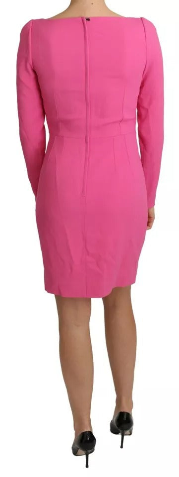 Dolce & Gabbana Pink Plunging Bodycon Sheath Mini Rayon Women's Dress (Pre-Owned)