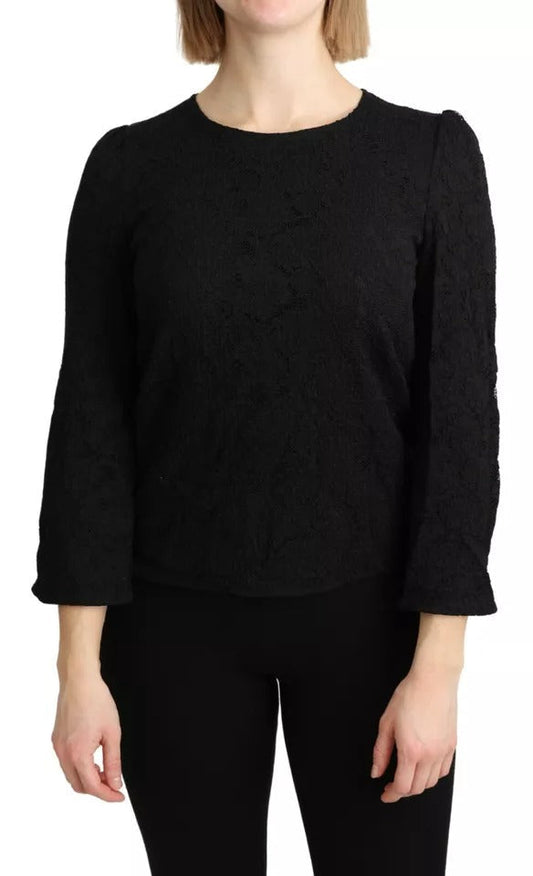 Dolce & Gabbana Black Lace Long Sleeves Blouse STAFF Women's Top (Pre-Owned)