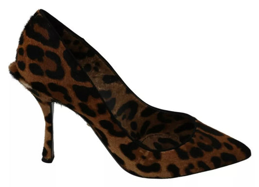 Dolce & Gabbana Brown Leopard Pony Hair Heels Pumps Women's Shoes (Pre-Owned)