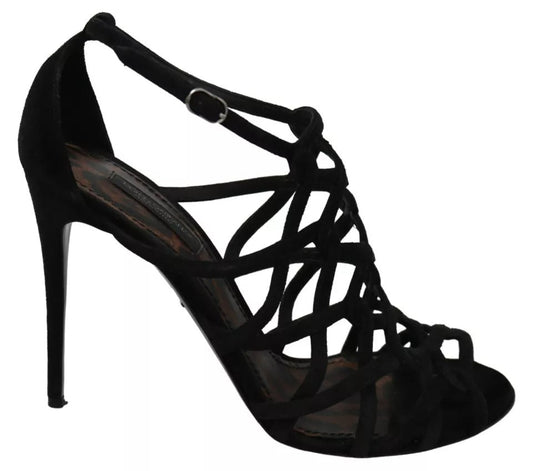 Dolce & Gabbana Black Suede Ankle Strap Stiletto Women's Shoes (Pre-Owned)