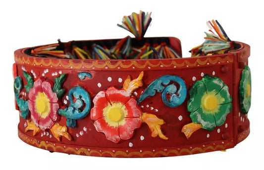 Dolce & Gabbana Multicolor Floral Wide Waist Carretto Women's Belt (Pre-Owned)