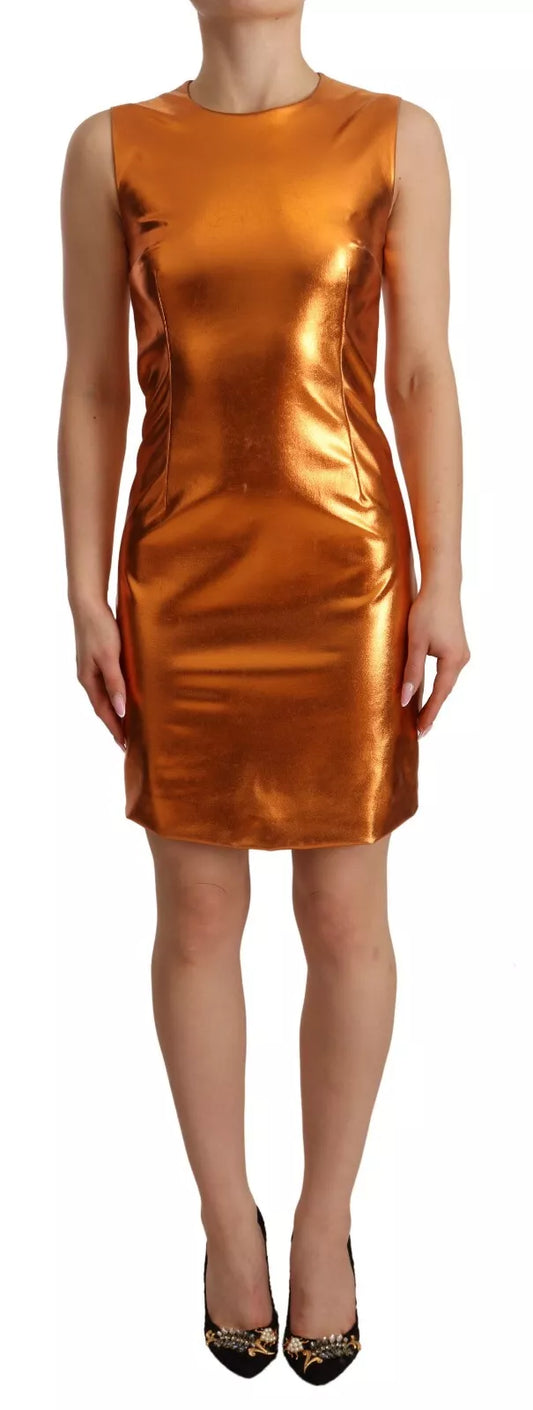 Dolce & Gabbana Metallic Orange Sleeveless Sheath Women's Dress (Pre-Owned)
