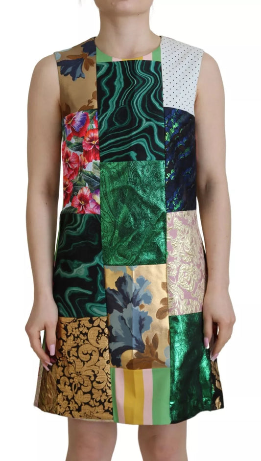 Dolce & Gabbana Multicolor Jacquard Patchwork Shift Mini Women's Dress (Pre-Owned)