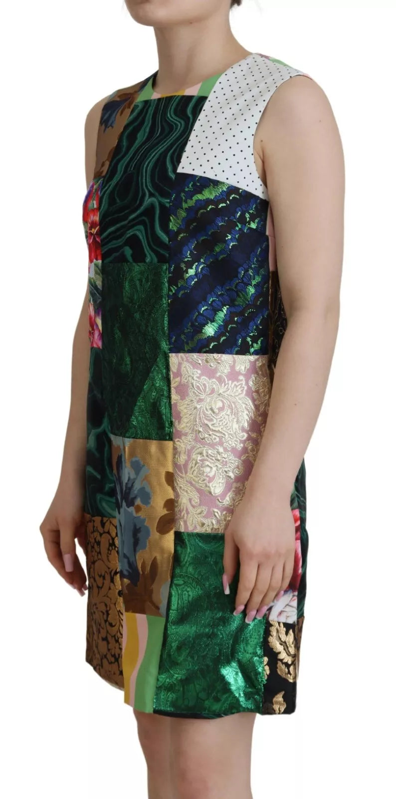 Dolce & Gabbana Multicolor Jacquard Patchwork Shift Mini Women's Dress (Pre-Owned)
