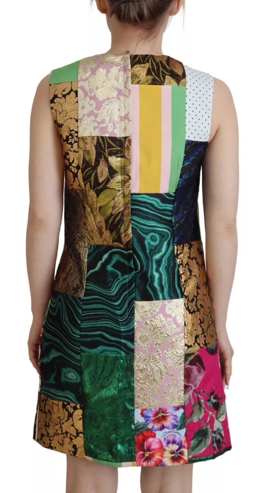 Dolce & Gabbana Multicolor Jacquard Patchwork Shift Mini Women's Dress (Pre-Owned)