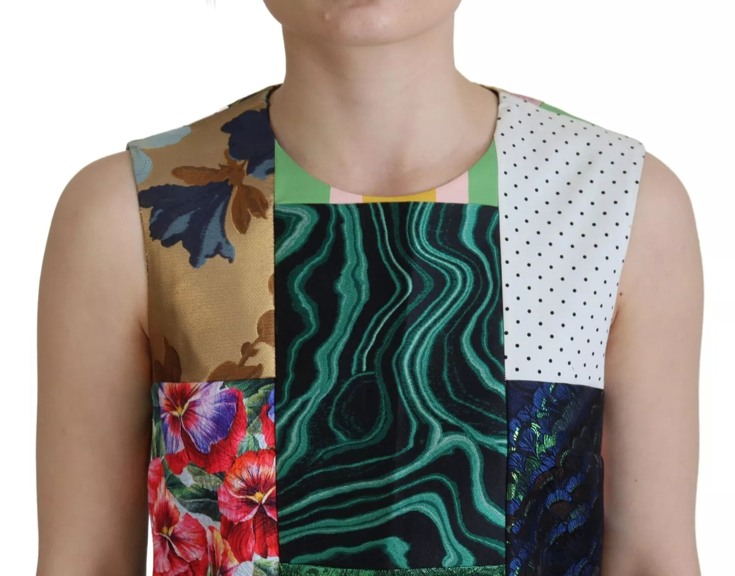 Dolce & Gabbana Multicolor Jacquard Patchwork Shift Mini Women's Dress (Pre-Owned)