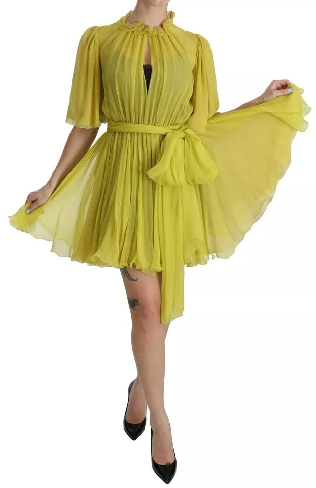 Dolce & Gabbana Yellow Shift A-line Silk Gown Women's Dress (Pre-Owned)