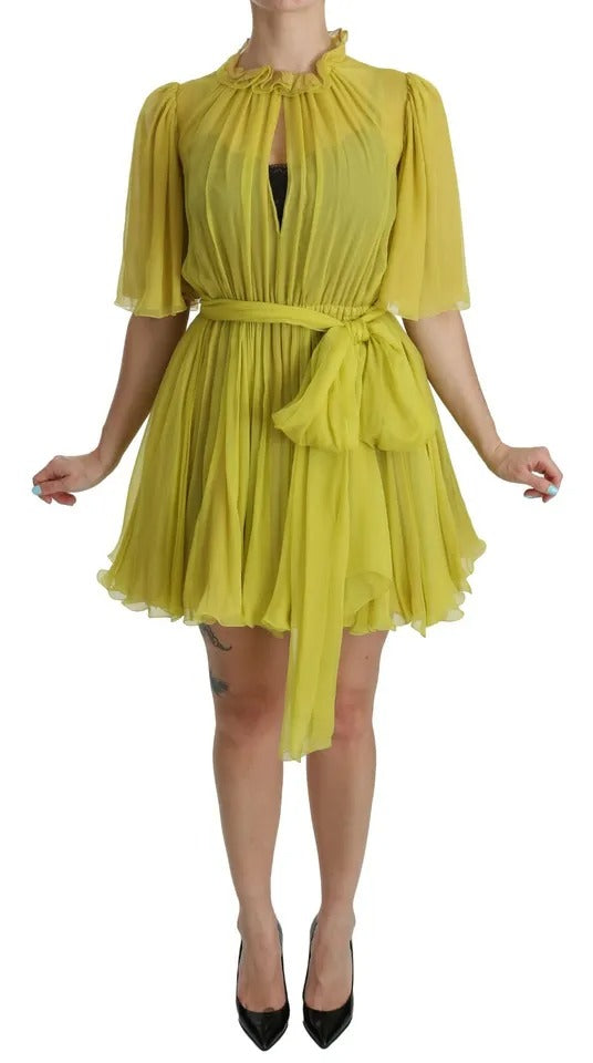 Dolce & Gabbana Yellow Shift A-line Silk Gown Women's Dress (Pre-Owned)