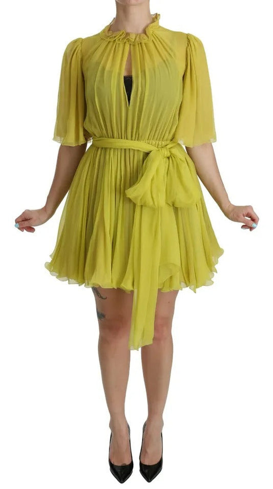 Dolce & Gabbana Yellow Shift A-line Silk Gown Women's Dress (Pre-Owned)