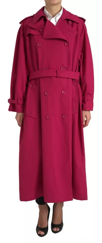Dolce & Gabbana Dark Pink Double Breasted Trench Coat Women's Jacket (Pre-Owned)