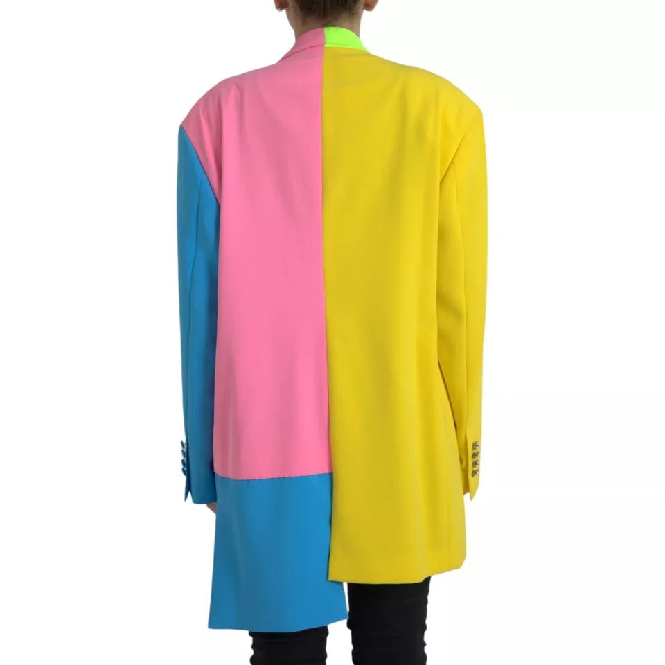 Dolce & Gabbana Multicolor Patchwork Peak Lapel Coat Women's Jacket (Pre-Owned)