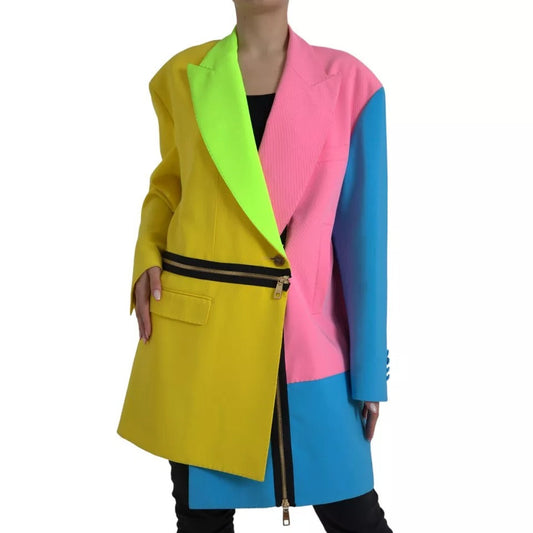 Dolce & Gabbana Multicolor Patchwork Peak Lapel Coat Women's Jacket (Pre-Owned)