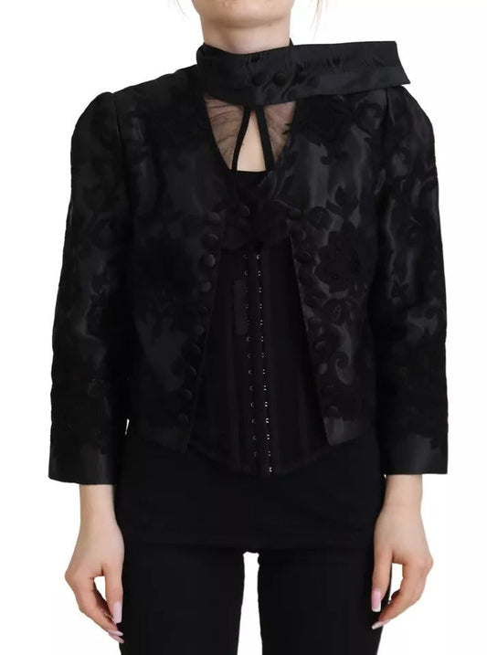 Dolce & Gabbana Black Lace Sheer Corset Organza Silk Women's Jacket (Pre-Owned)