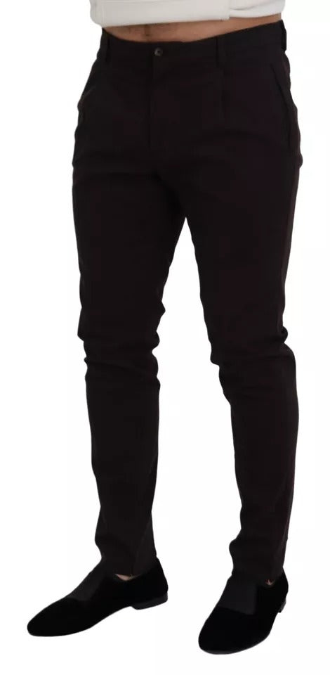 Dolce & Gabbana Brown Skinny Men Cotton Stretch Men's Pants (Pre-Owned)