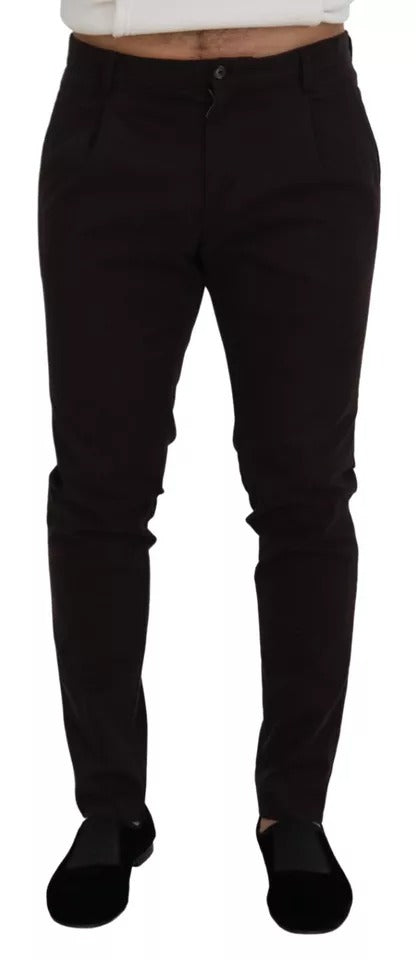 Dolce & Gabbana Brown Skinny Men Cotton Stretch Men's Pants (Pre-Owned)