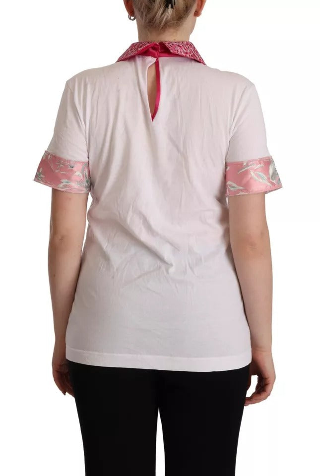 Dolce & Gabbana White Sartoria T-shirt Button Wide Collar Women's Top (Pre-Owned)