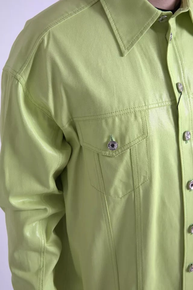 Dolce & Gabbana Green Cotton Collared Casual Button Down Men's Shirt (Pre-Owned)