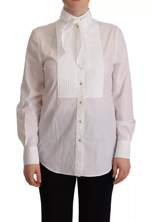 Dolce & Gabbana White Cotton Collared Long Sleeves Formal Shirt Women's Top (Pre-Owned)