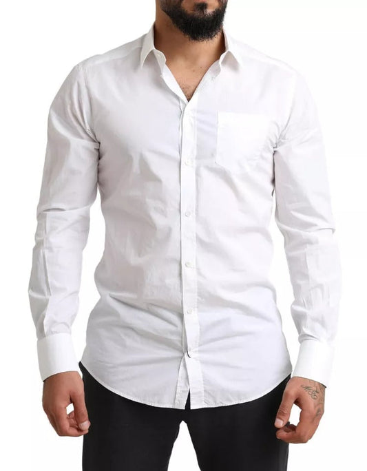 Dolce & Gabbana White GOLD Formal Cotton Tuxedo Dress Men's Shirt (Pre-Owned)