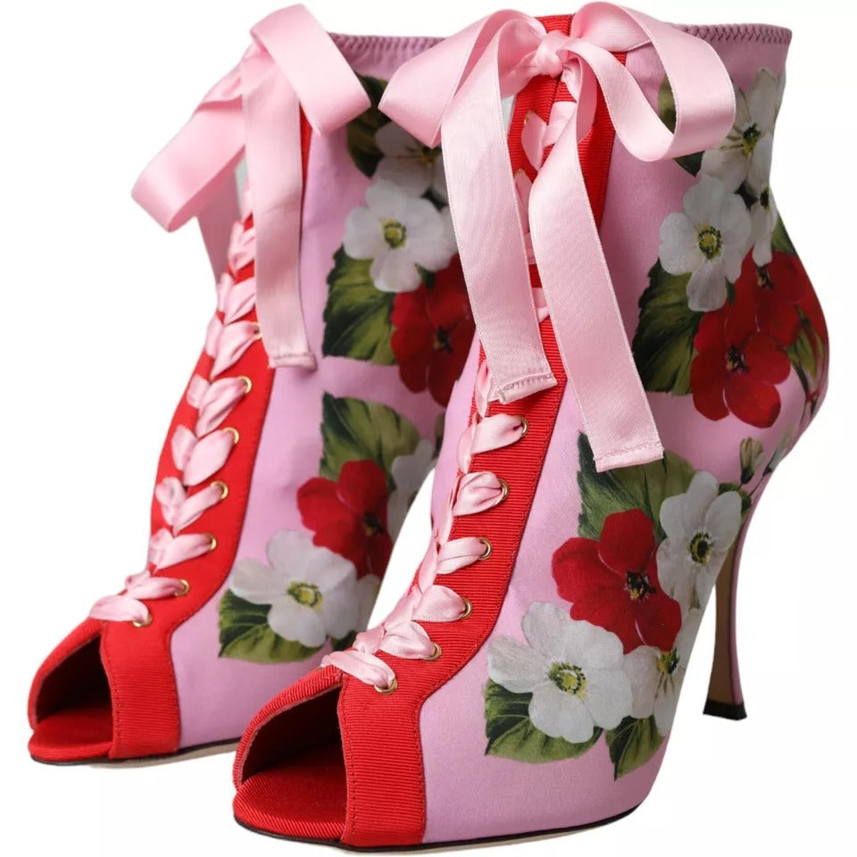 Dolce & Gabbana Multicolor Jersey Stretch Boots Open Toes Heels Women's Shoes (Pre-Owned)