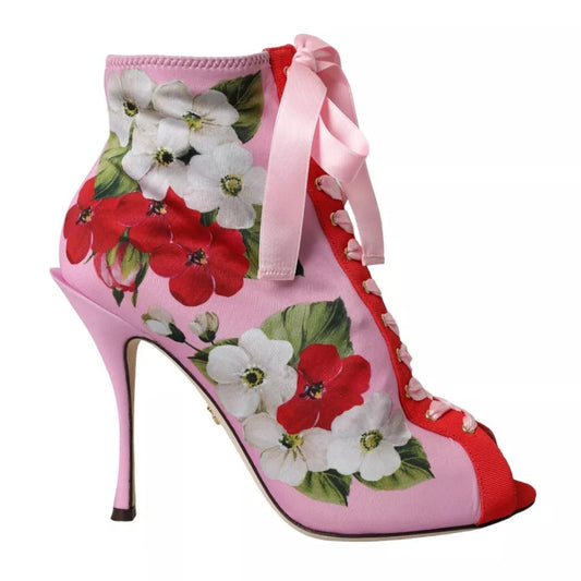 Dolce & Gabbana Multicolor Jersey Stretch Boots Open Toes Heels Women's Shoes (Pre-Owned)