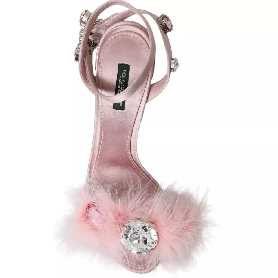 Dolce & Gabbana Pink Turkey Feather Embellished Sandals Women's Shoes (Pre-Owned)