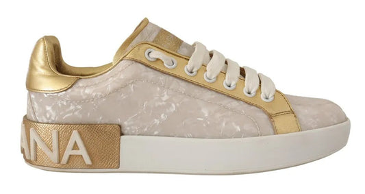 Dolce & Gabbana White Portofino Mother Of Pearl Sneakers Casual Women's Shoes (Pre-Owned)
