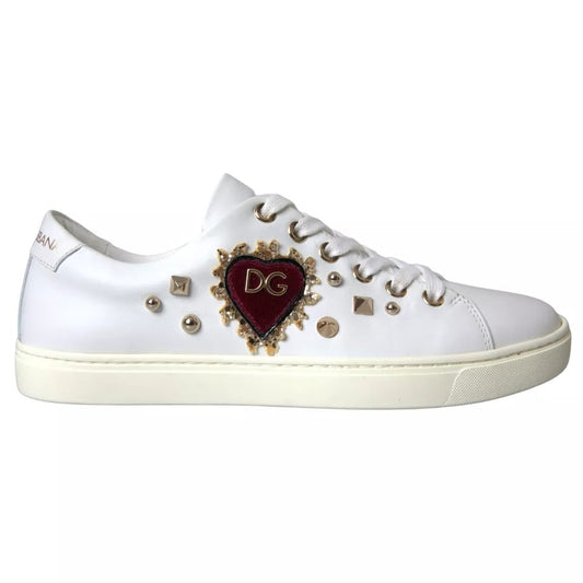 Dolce & Gabbana White Portofino Sacred Heart Sneakers Women Women's Shoes (Pre-Owned)