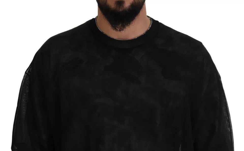 Dolce & Gabbana Black Polyester Crewneck Pullover Men's Sweater (Pre-Owned)