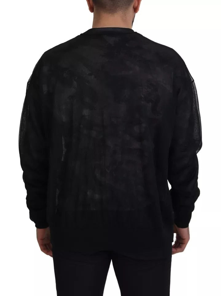 Dolce & Gabbana Black Polyester Crewneck Pullover Men's Sweater (Pre-Owned)