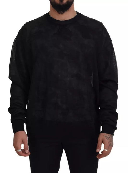 Dolce & Gabbana Black Polyester Crewneck Pullover Men's Sweater (Pre-Owned)