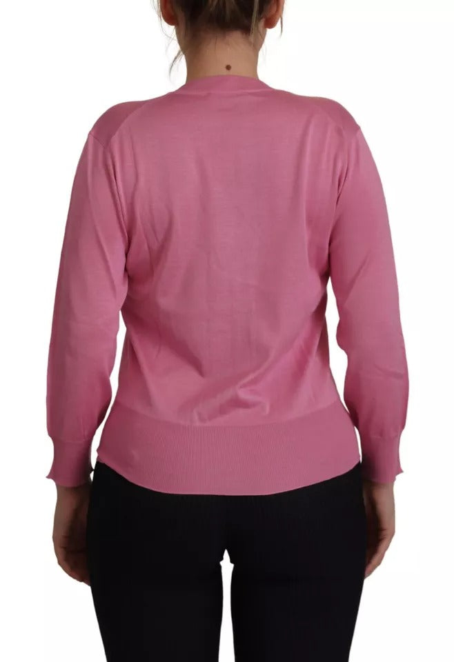 Dolce & Gabbana Pink 100% Silk Button Down Cardigan Women's Sweater (Pre-Owned)