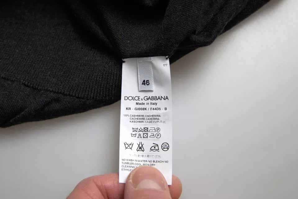 Dolce & Gabbana Dark Gray Cashmere Crewneck Pullover Men's Sweater (Pre-Owned)