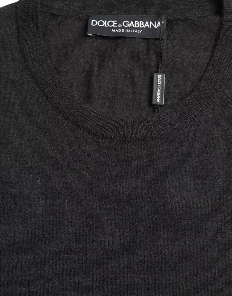 Dolce & Gabbana Dark Gray Cashmere Crewneck Pullover Men's Sweater (Pre-Owned)