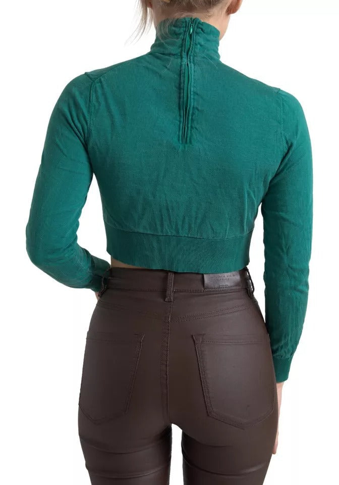 Dolce & Gabbana Dark Green Turtleneck Cropped Pullover Women's Sweater (Pre-Owned)