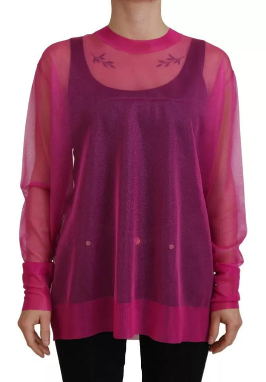 Dolce & Gabbana Fuchsia Polyester Crewneck Pullover Women's Sweater (Pre-Owned)