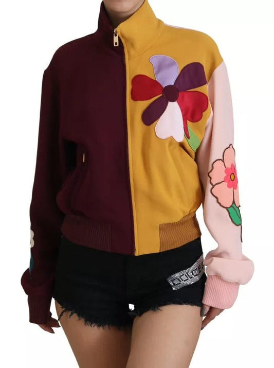 Dolce & Gabbana Multicolor Floral Viscose Full Zip Women's Sweater (Pre-Owned)