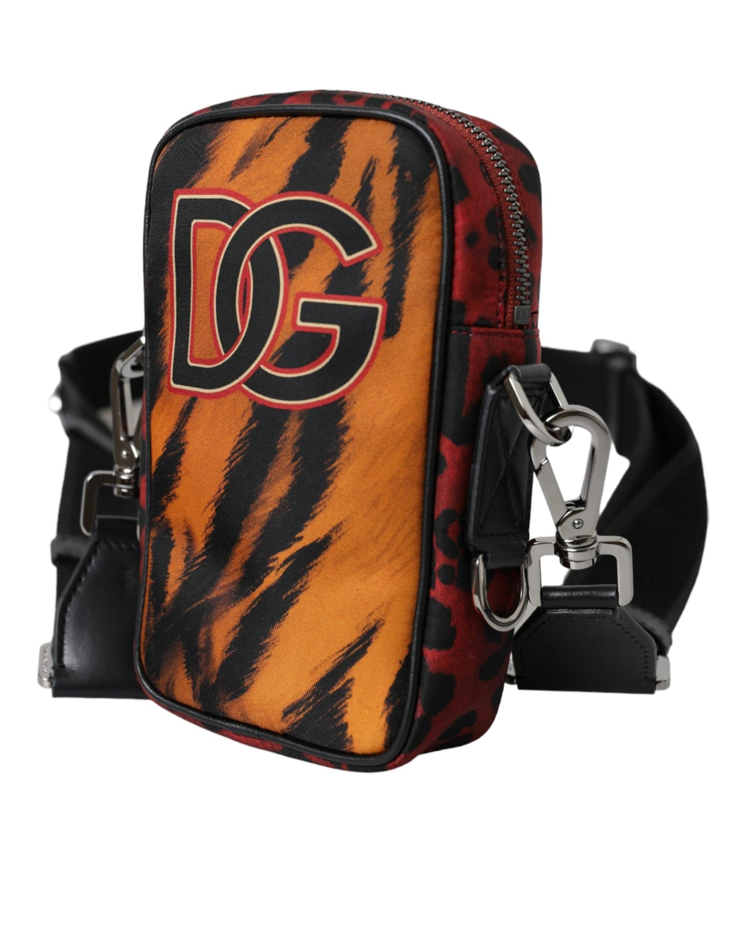 Dolce & Gabbana Multicolor Tiger Print Nylon Logo Cross Body Men's Bag