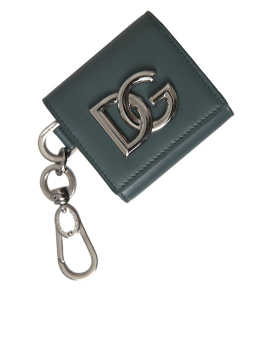 Dolce & Gabbana Green Leather DG Logo Keyring Coin Purse Keyring Men's Wallet