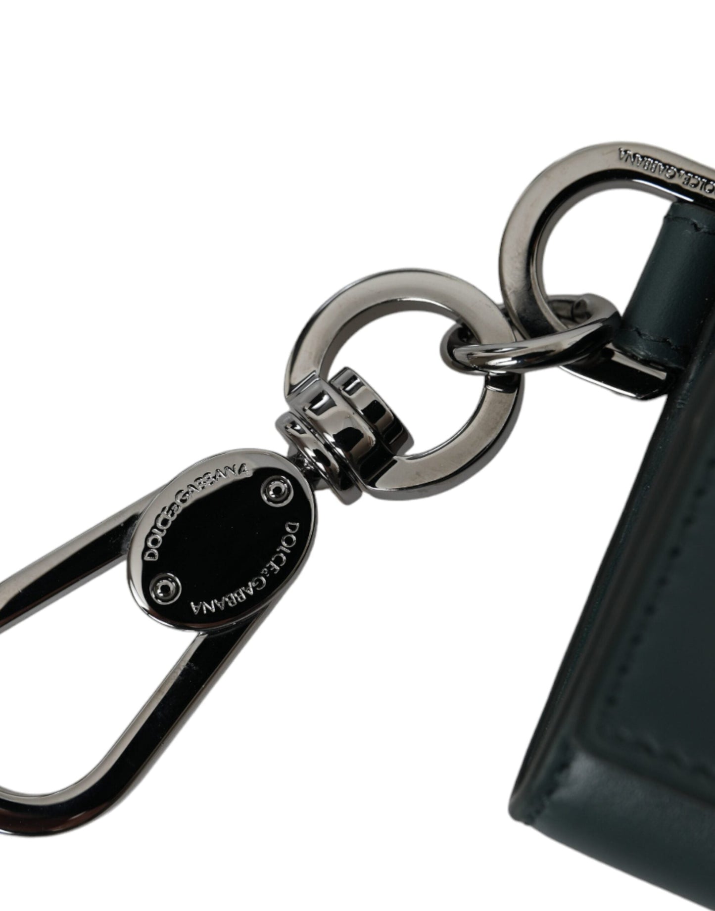 Dolce & Gabbana Green Leather DG Logo Keyring Coin Purse Keyring Men's Wallet