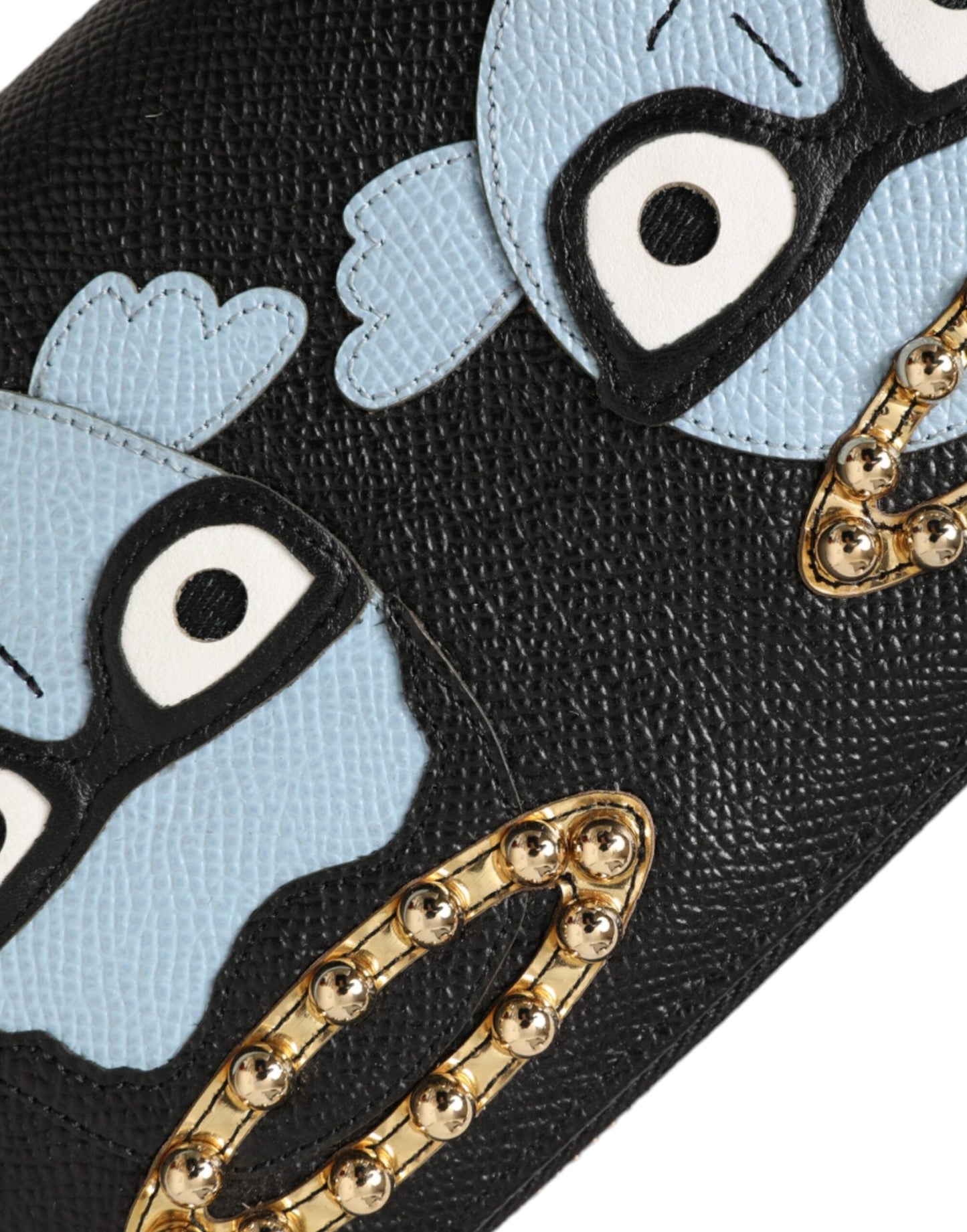 Dolce & Gabbana Black Blue Leather #DGFAMILY Zipper Continental Men Men's Wallet
