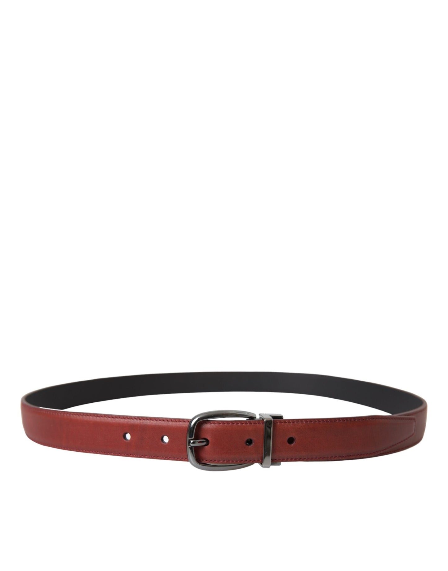 Dolce & Gabbana Brown Leather Silver Metal Buckle Belt Men's Men
