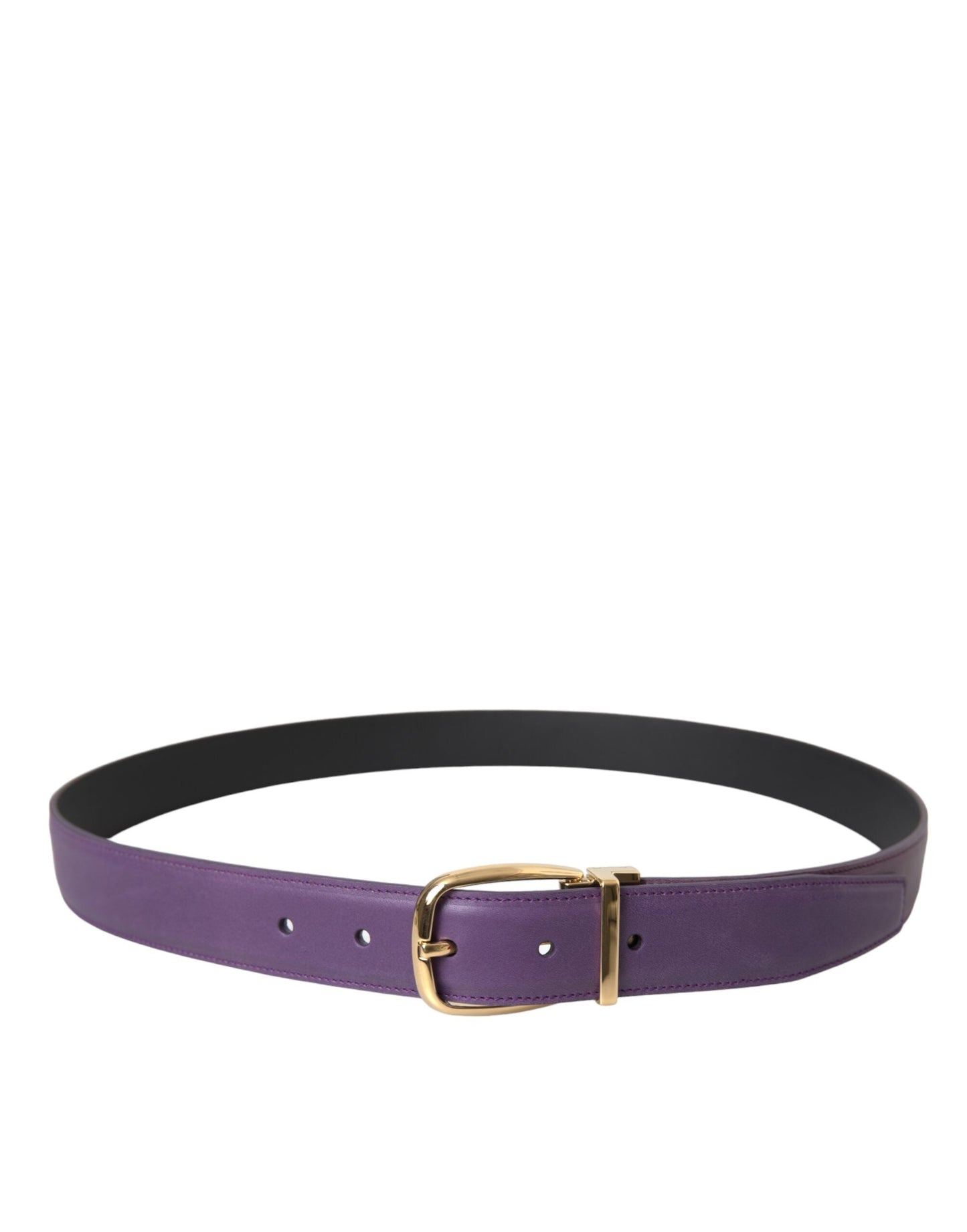 Dolce & Gabbana Purple Leather Gold Metal Buckle Belt Men's Men