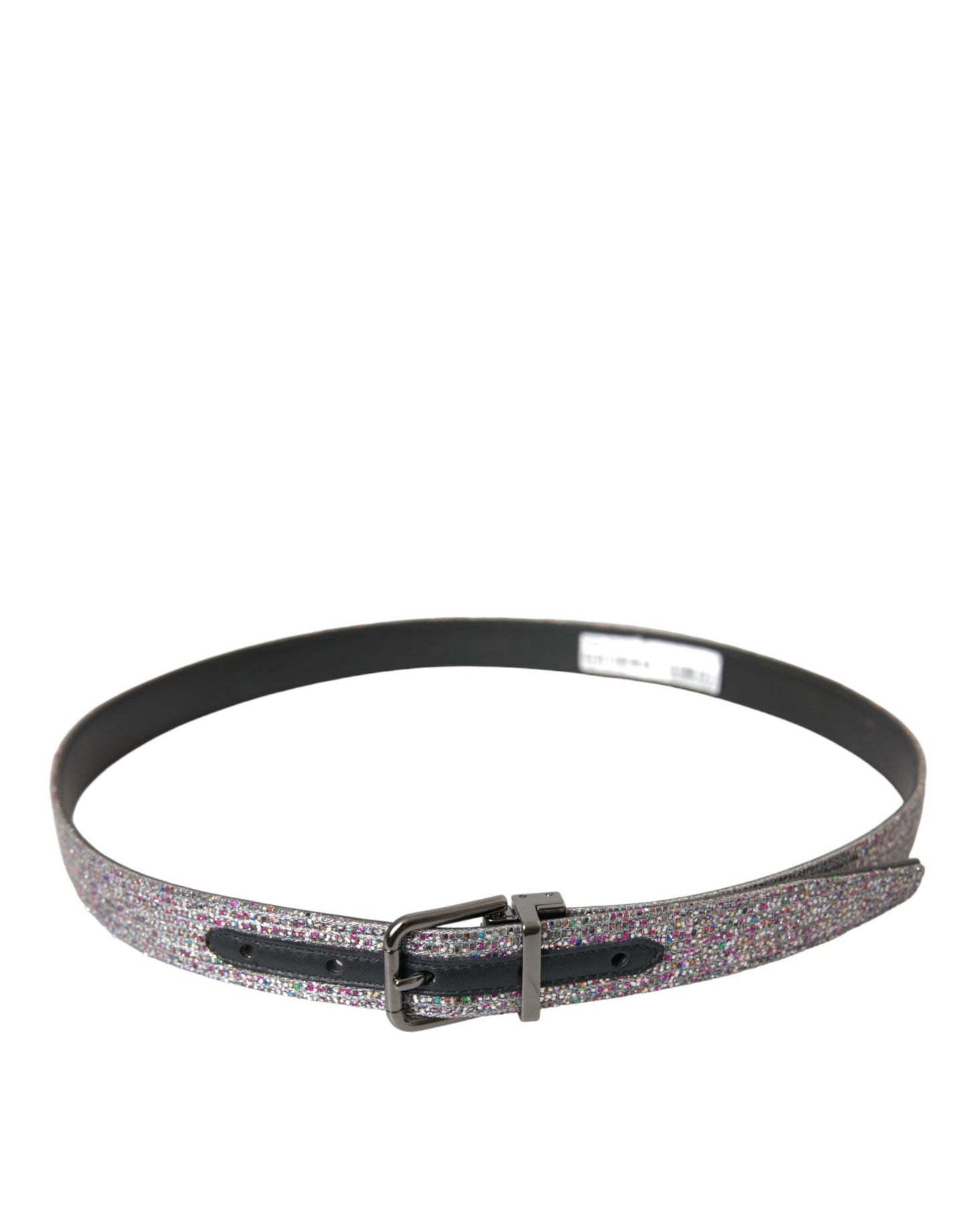 Dolce & Gabbana Multicolor Embellished Silver Metal Buckle Men's Belt
