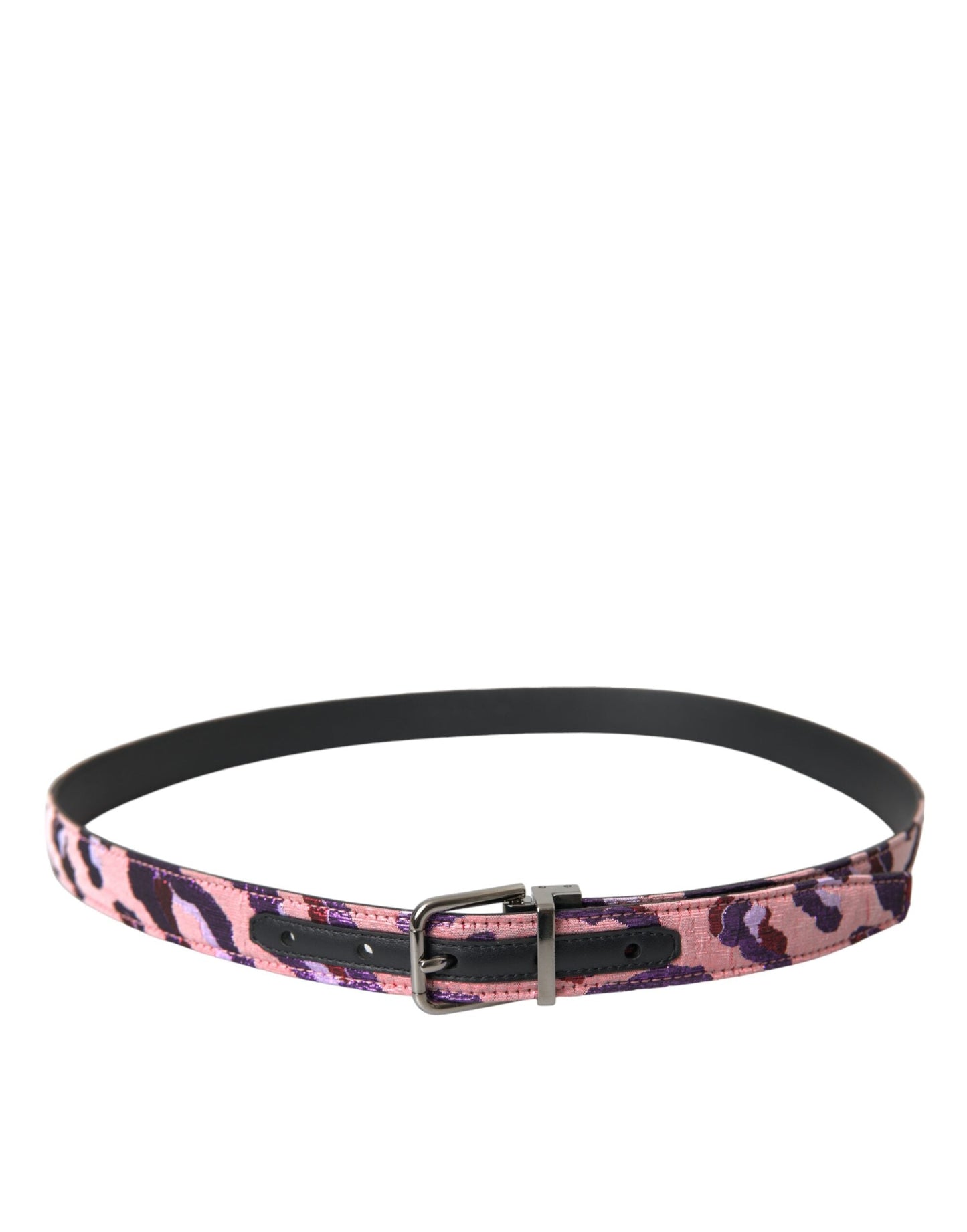 Dolce & Gabbana Multicolor Jacquard Leather Metal Buckle Men's Belt