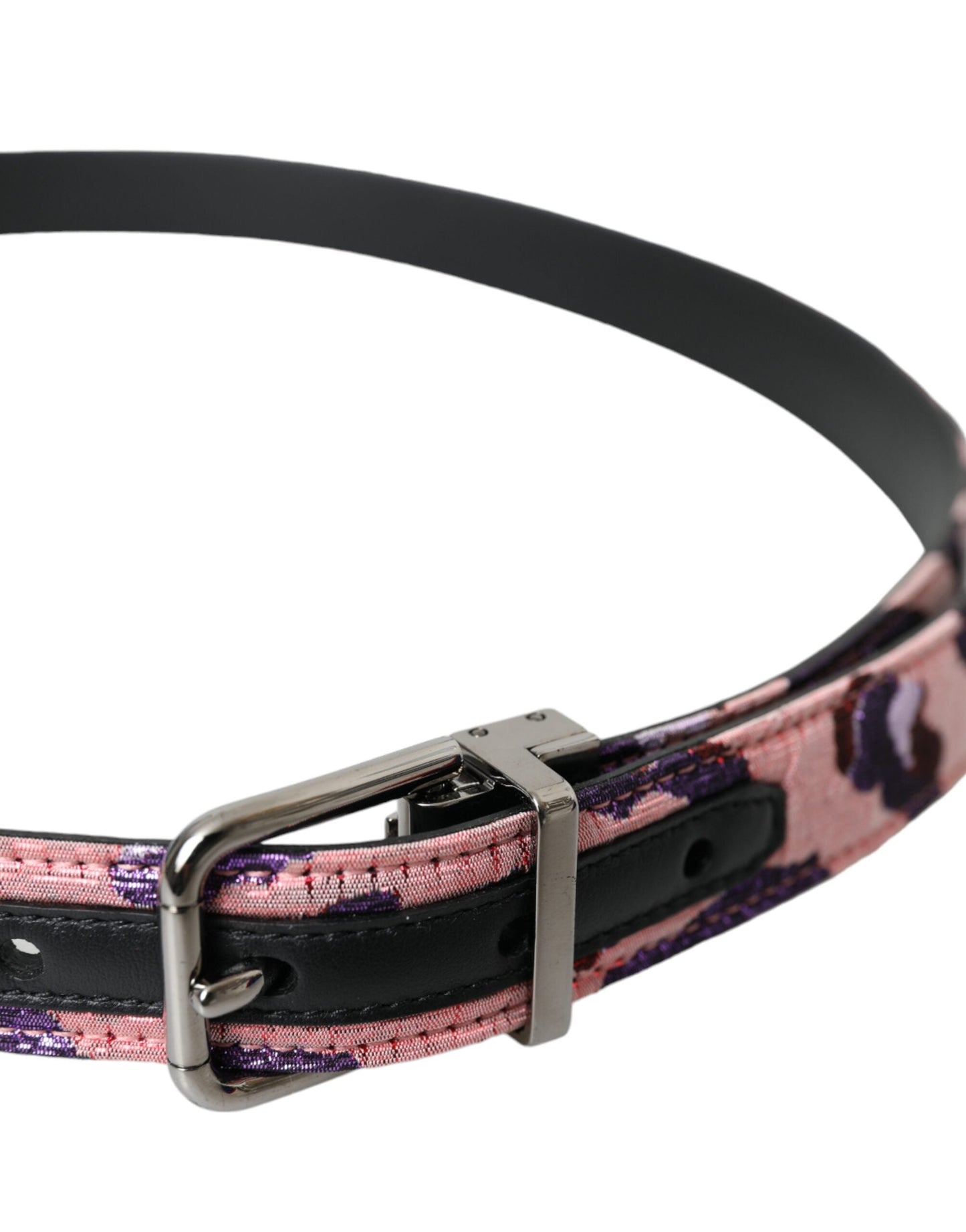 Dolce & Gabbana Multicolor Jacquard Leather Metal Buckle Men's Belt