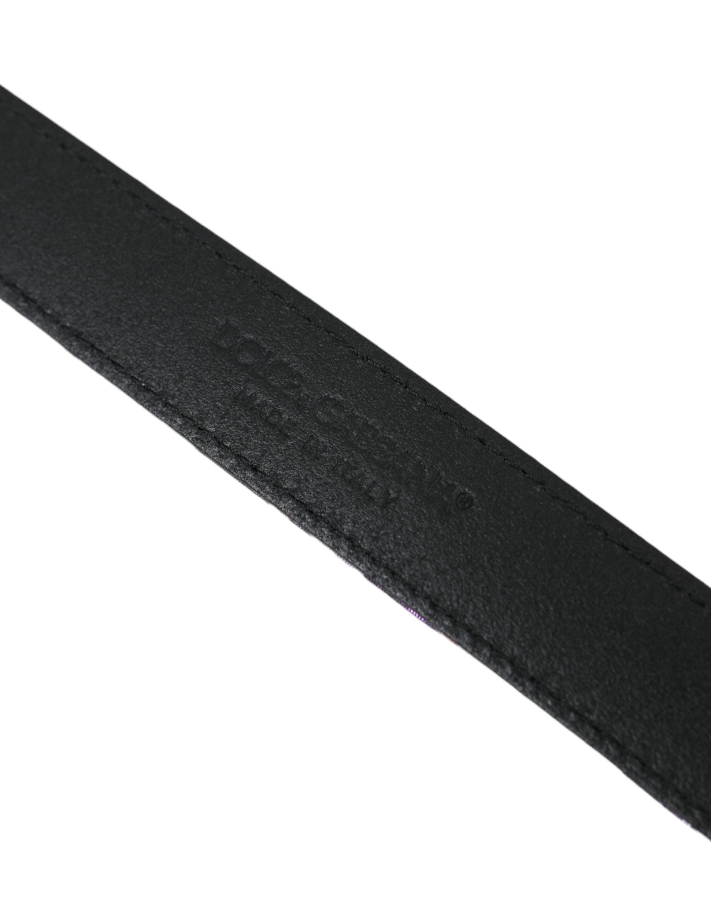 Dolce & Gabbana Multicolor Jacquard Leather Metal Buckle Men's Belt