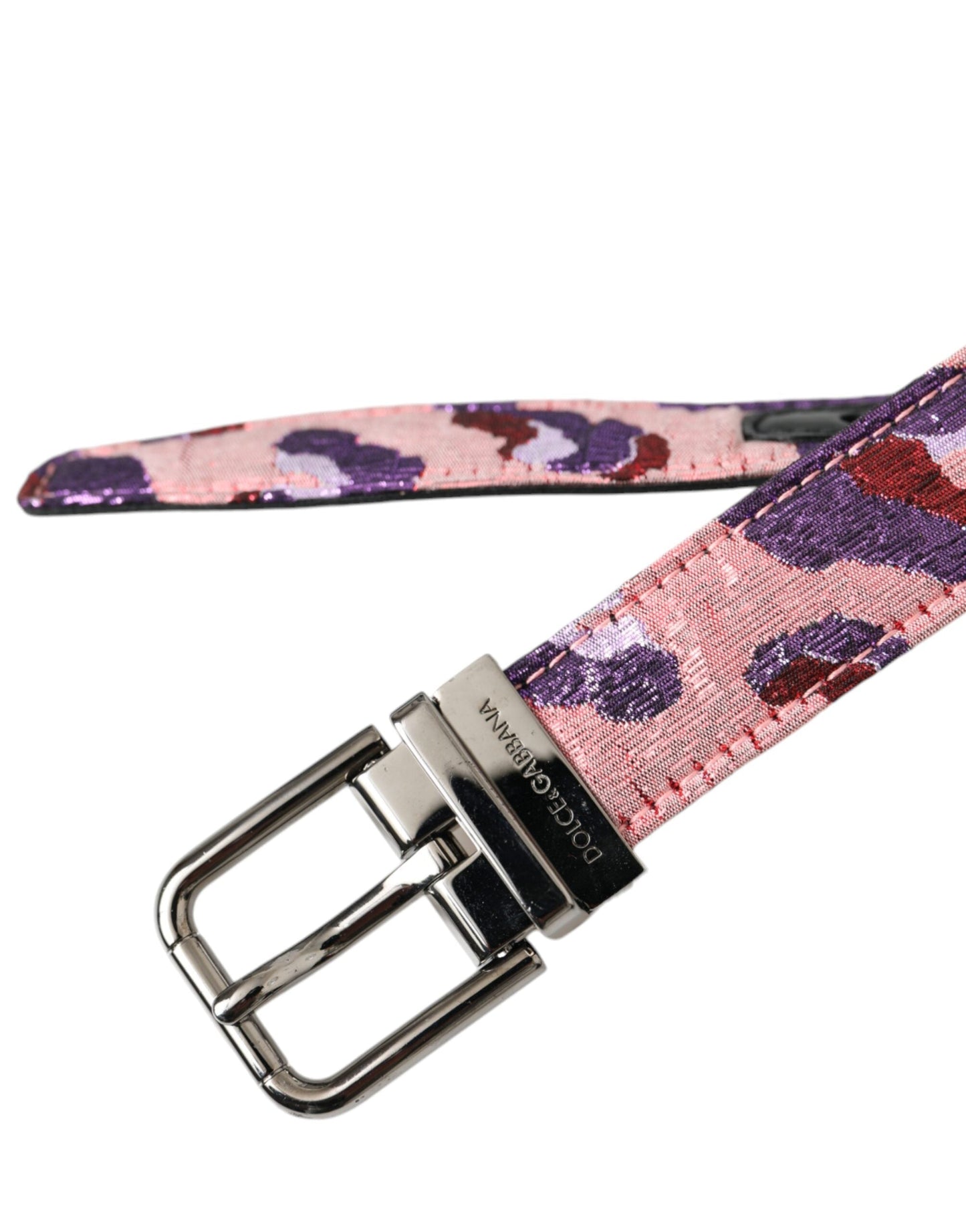 Dolce & Gabbana Multicolor Jacquard Leather Metal Buckle Men's Belt
