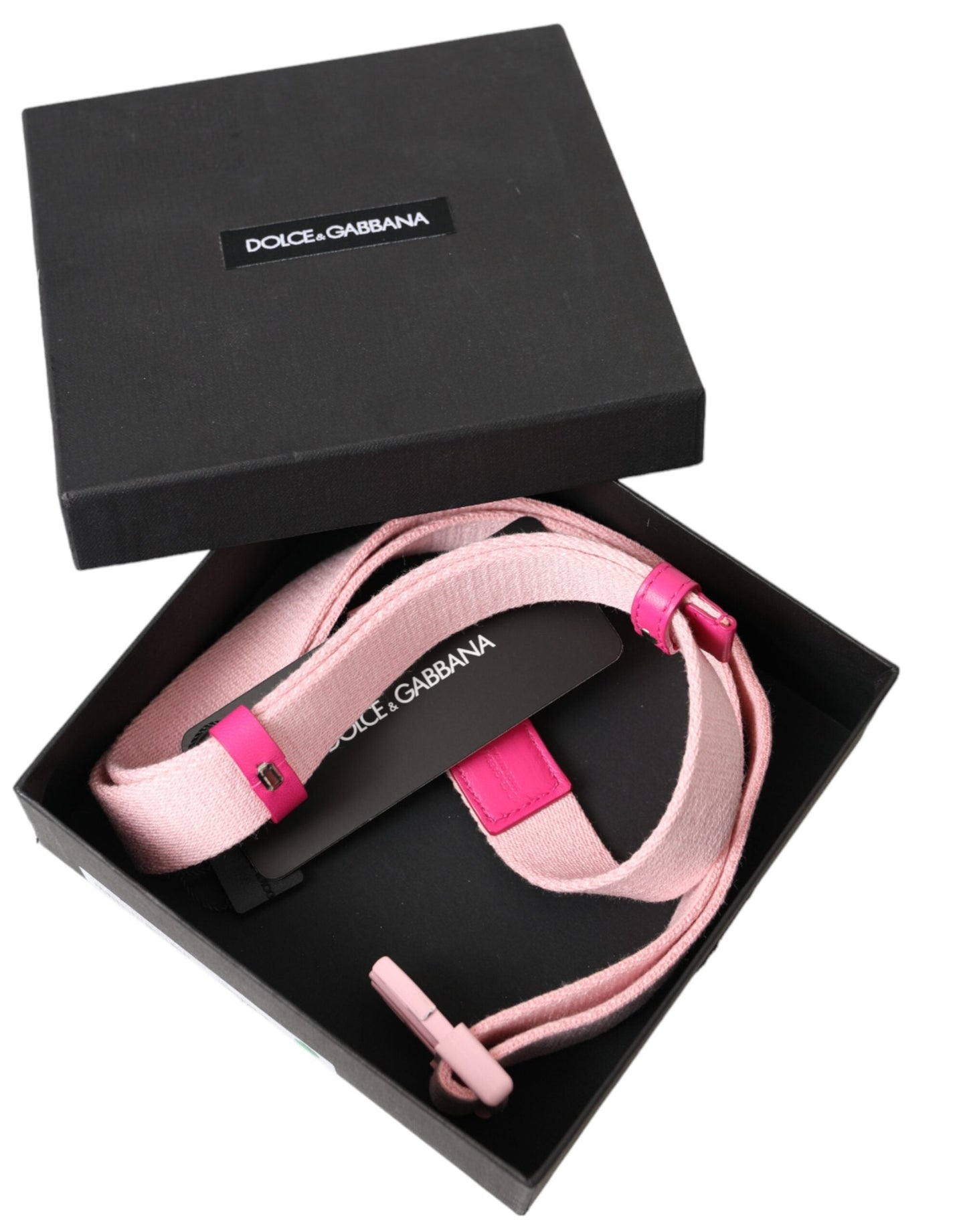 Dolce & Gabbana Pink Canvas Stretch Plastic Buckle Women Women's Belt