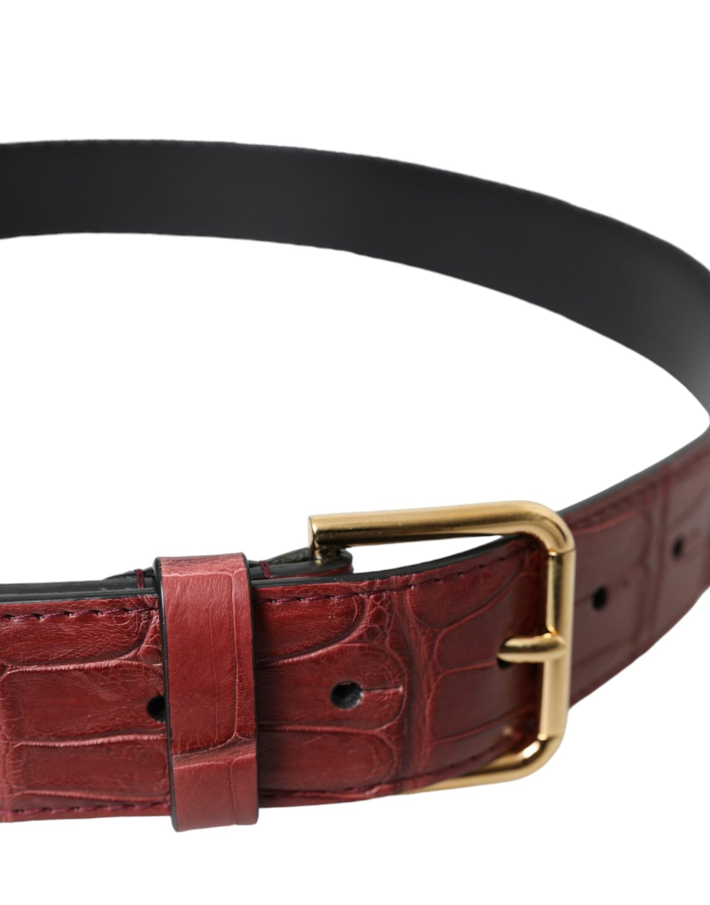 Dolce & Gabbana Brown Alligator Leather Studded Metal Buckle Women's Belt